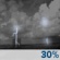 Saturday Night: A chance of showers and thunderstorms before 1am. Partly cloudy, with a low around 74. Southwest wind 0 to 5 mph. Chance of precipitation is 30%. Saturday Night: Chance Showers And Thunderstorms